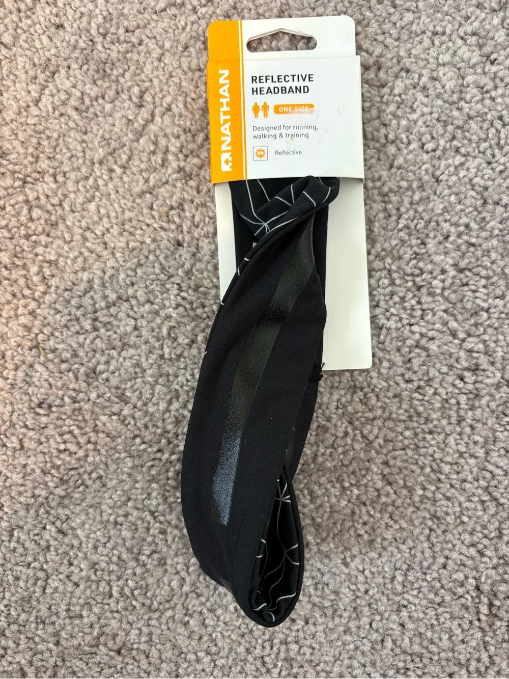 Black Geometric Reflective Performance Headband for Sports